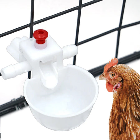 10/20 Sets White Chicken Waterer &ndash; Auto Drinker 9.5mm Cups
