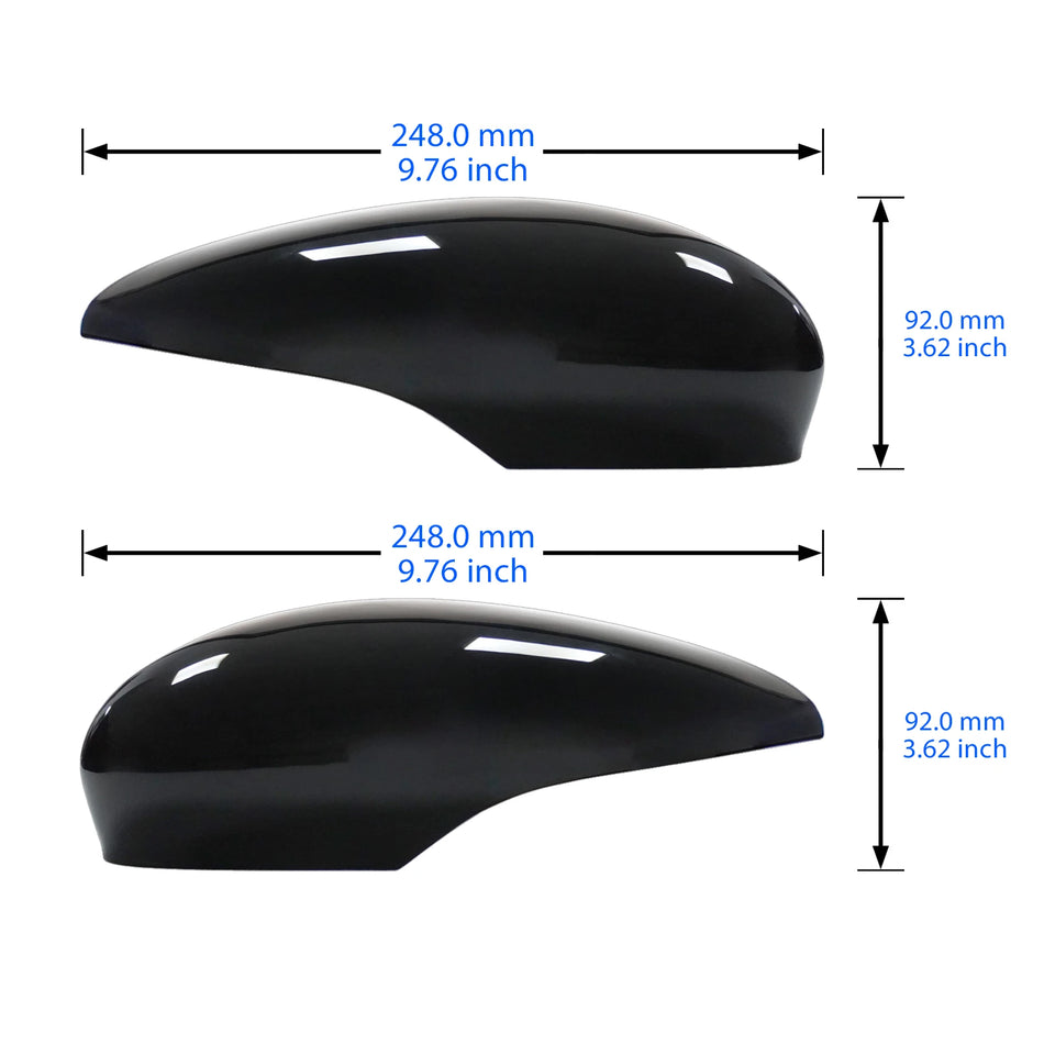 Mirror Cover Caps Set For Ford Fiesta Mk7 Hatchback 2008-2017 Door Wing Left And Right ABS Plastic Gloss Black