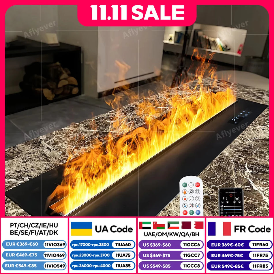 Pametna kuća 3D atomizirani kamin s LED šarenim plamenom, ekološka vodena para za TV