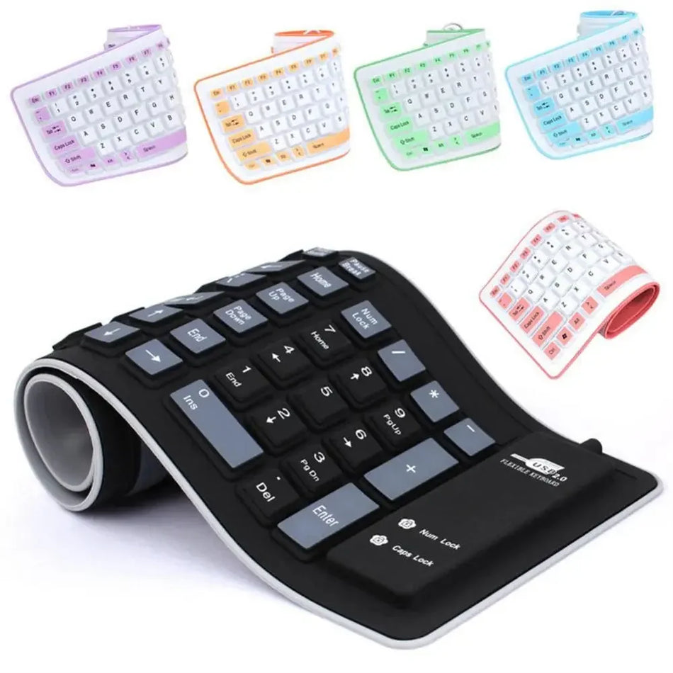 Portable Silicone Roll Up Keyboard &ndash; Ultra Quiet Waterproof