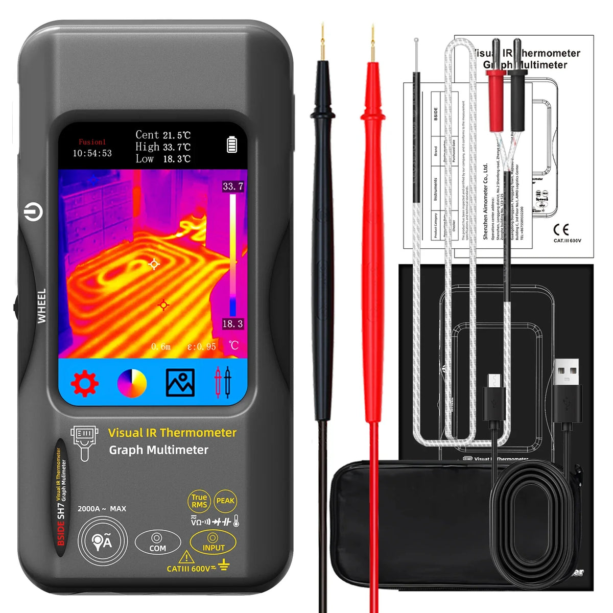 BSIDE SH7 Touch Thermal Imaging Multimeter &ndash; High Accuracy Voltage Testing with IR Camera BSIDE SH7