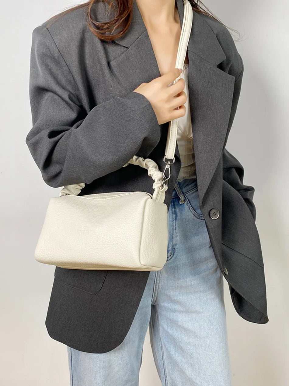 Geantă mică de umăr din piele PU cu două straturi pentru femei, poșetă de lux crossbody cu buzunare interioare