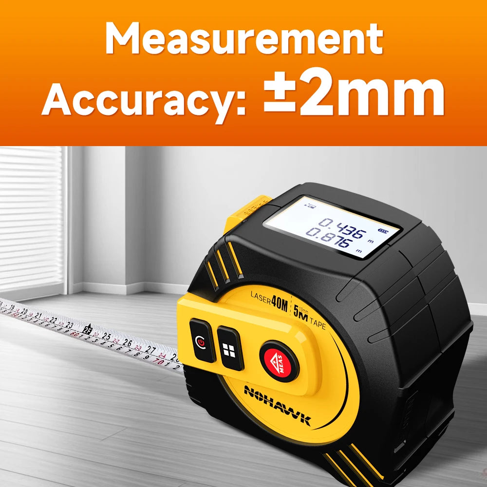 Nohawk Laser Tape Measure - 2 in 1 USB Rechargeable 40m/80m
