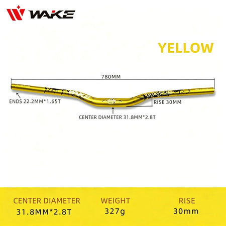 WAKE 30mm Riser Mountain Bike Handlebar 31.8mm*720/780mm Bicycle Handlebar Aluminum Alloy Bicycle Riser Bar Cycling Handle Bar by InterCyprus Trading Ltd
