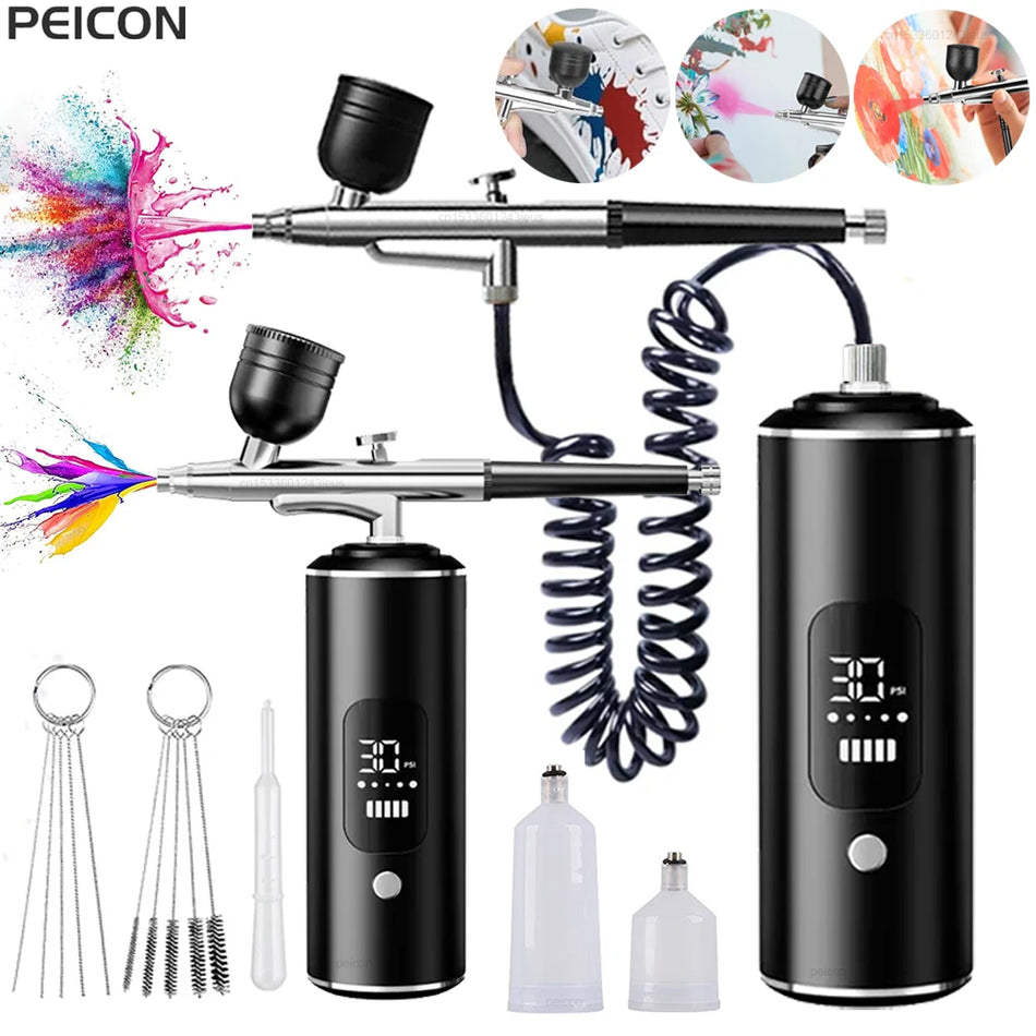 Tragbares Airbrush-Set mit integriertem Kompressor für Modellmalerei