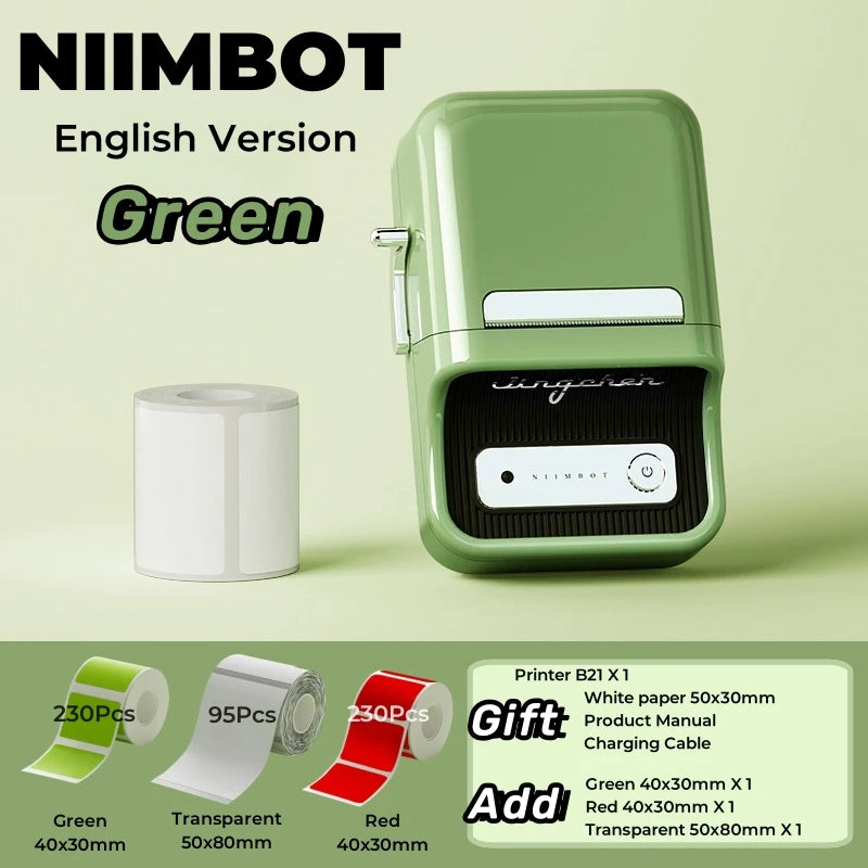NIIMBOT B21 Label Printer &ndash; Portable Thermal Label Printer Green Package 4