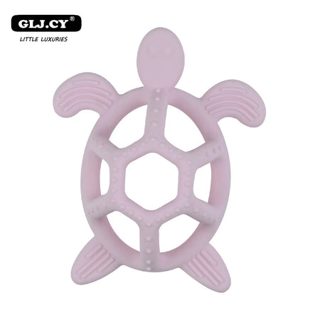 Food Grade Silicone Cartoon Animal Teether - Turtle Design pink