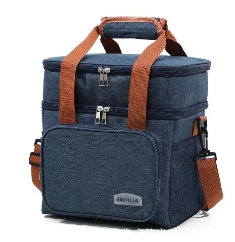 European Crossbody Lunch Insulation Bag &ndash; Large Capacity Tibetan blue