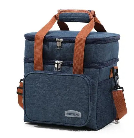 European Crossbody Lunch Insulation Bag &ndash; Large Capacity Tibetan blue