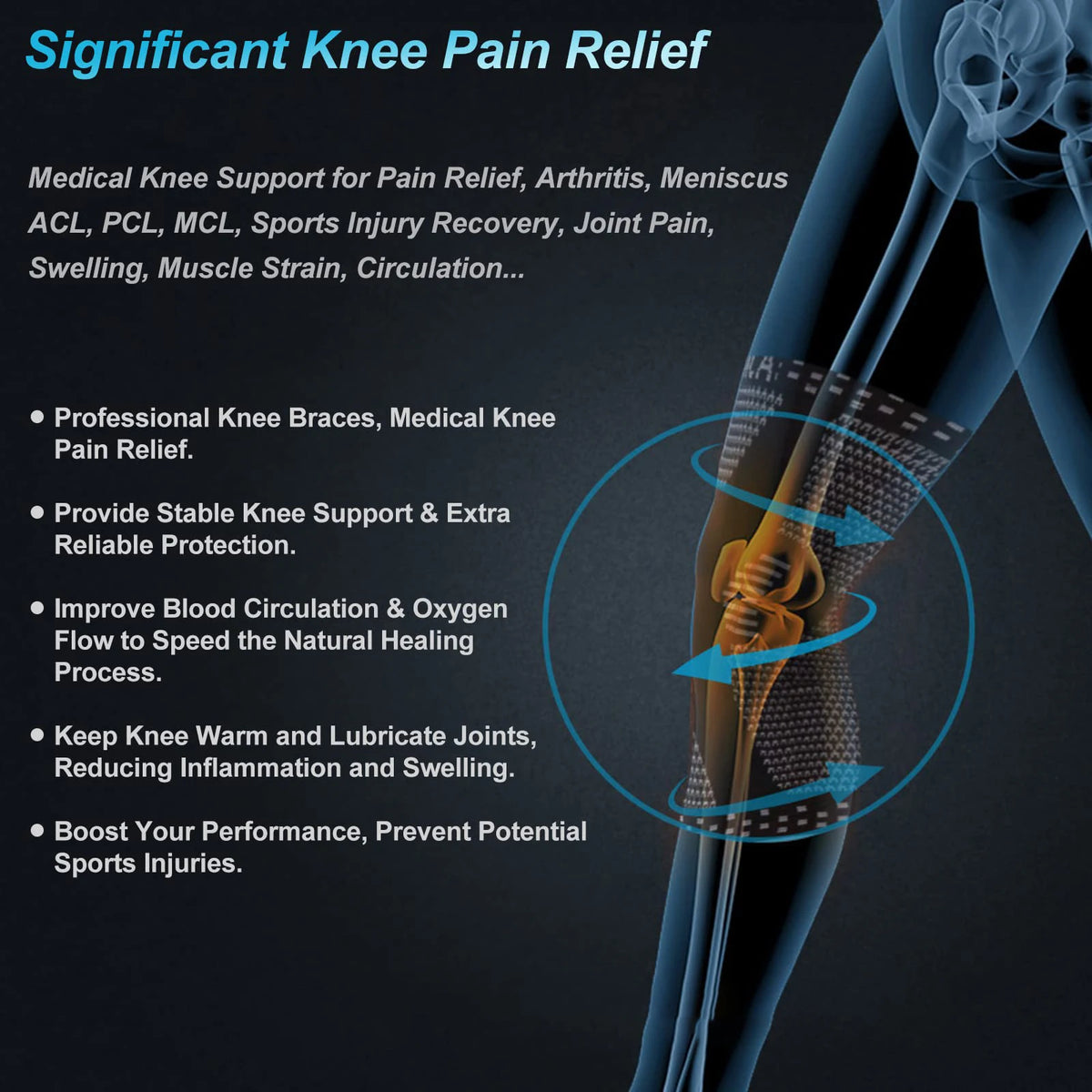 NEENCA Copper Knee Brace Knee Support with Patella Gel Pad &amp;Side Stabilizers for Knee Pain Sport Arthritis ACL Joint Pain Relief