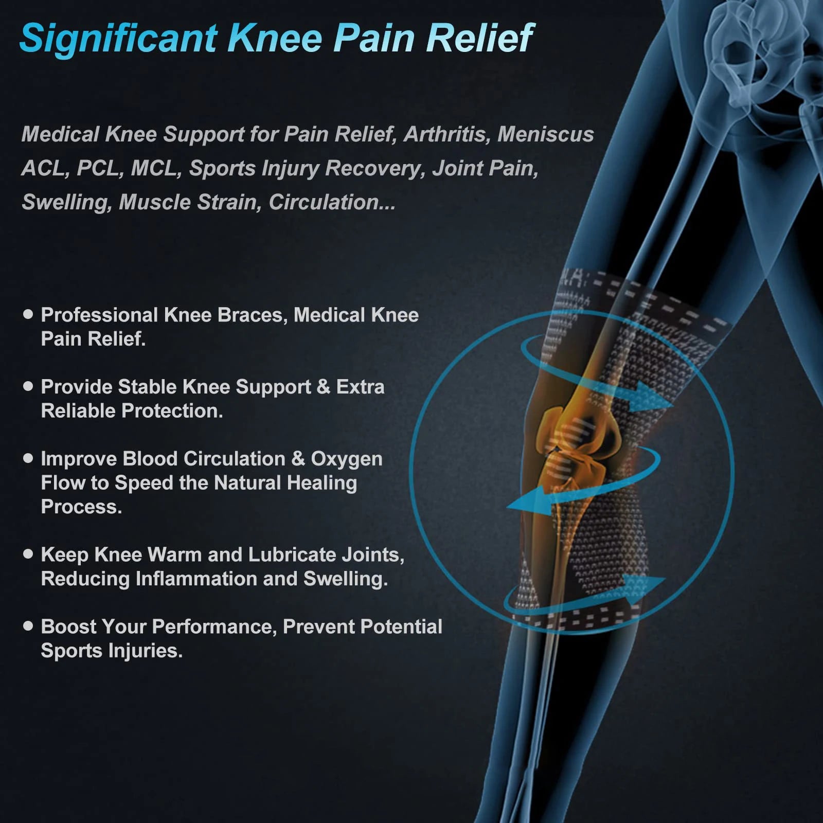 NEENCA Copper Knee Brace Knee Support with Patella Gel Pad &amp;Side Stabilizers for Knee Pain Sport Arthritis ACL Joint Pain Relief