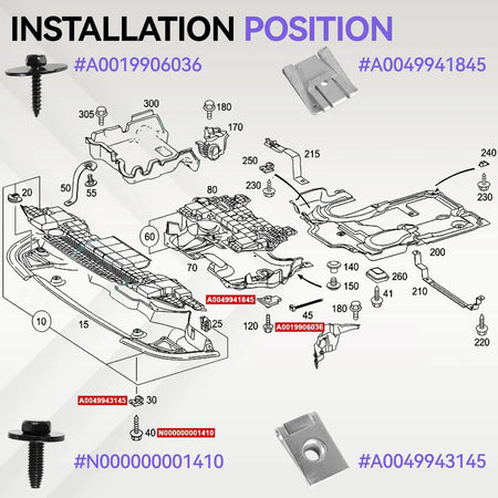 24PCS For Mercedes C E Class W203 W211 Engine Undertray Clips Screws A0049943145 Replacement Kit by InterCyprus Trading Ltd
