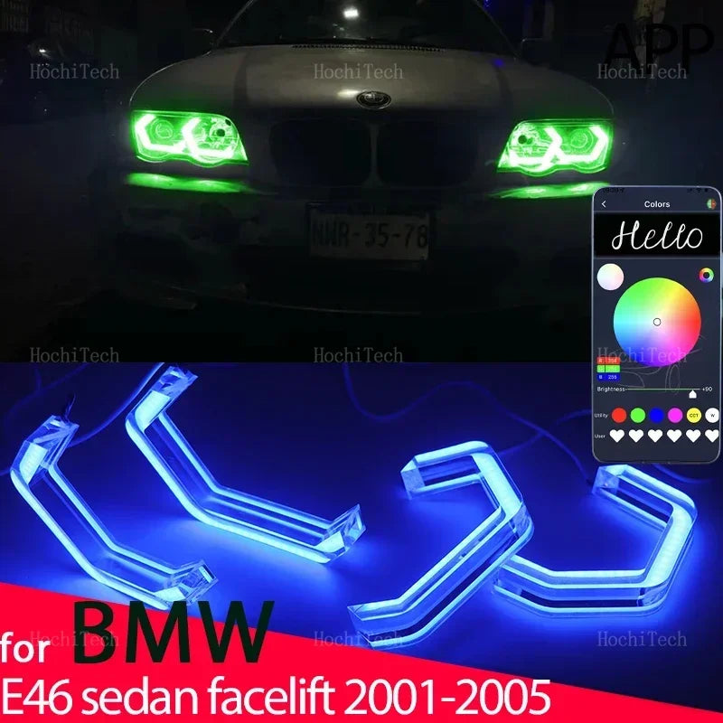 RGB LED Angel Eye Žiedai APP Valdymas BMW 3 Serija E46 M4 Stilius