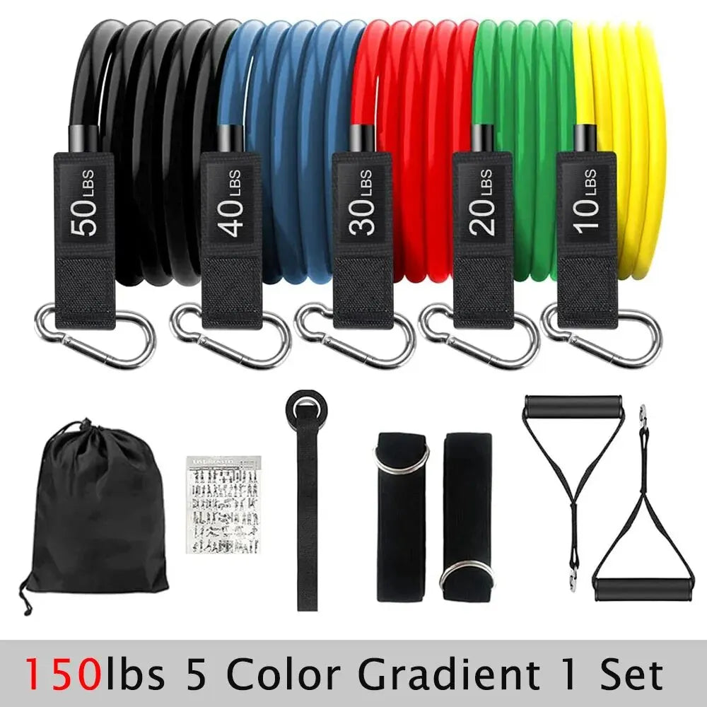 Resistance Bands Set for Men &amp; Women - Fitness, Home Gym, Strength Training 150lbs 5 Colors
