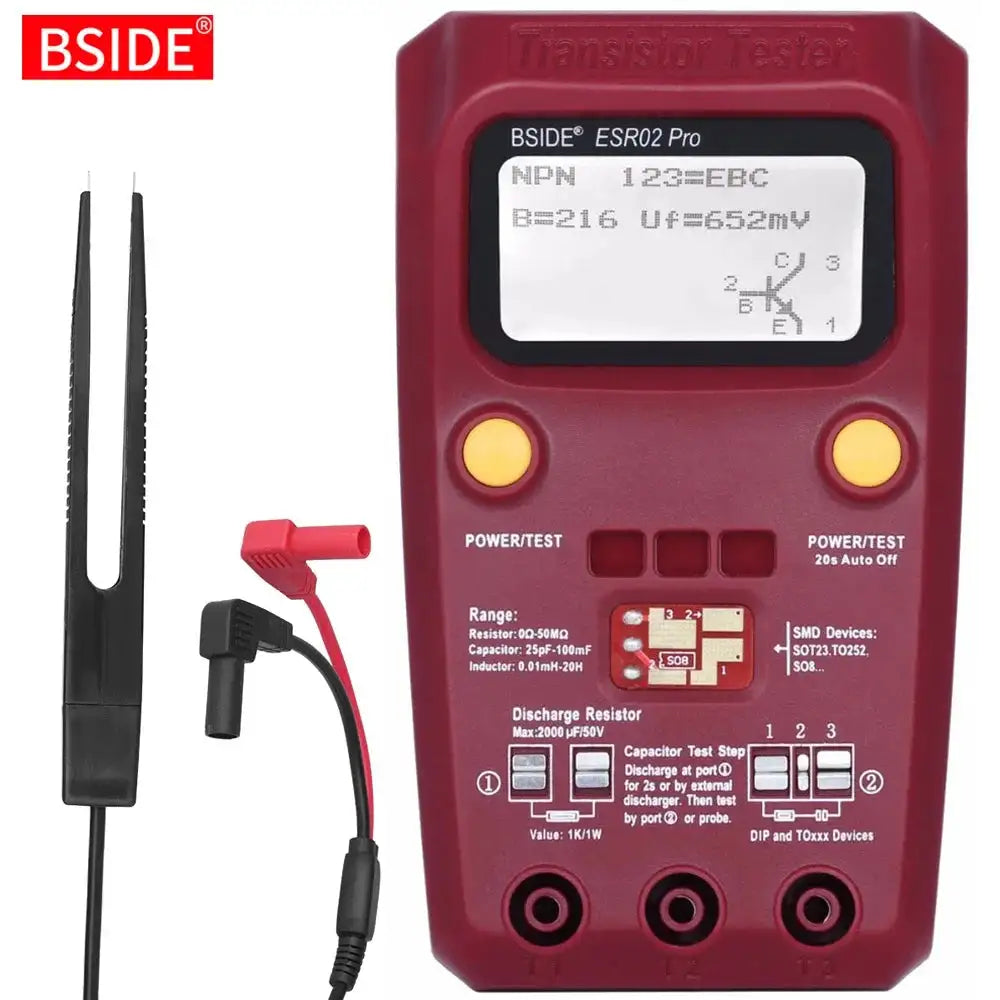 BSIDE ESR02Pro Transistor ESR SMD Tester With LCD Meter