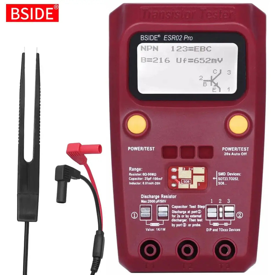BSIDE ESR02Pro Transistor ESR SMD Tester With LCD Meter