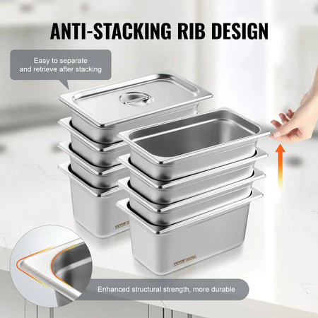 8 Pack Buffet Chafing Dishes 5.93L Gastronorm Pans
