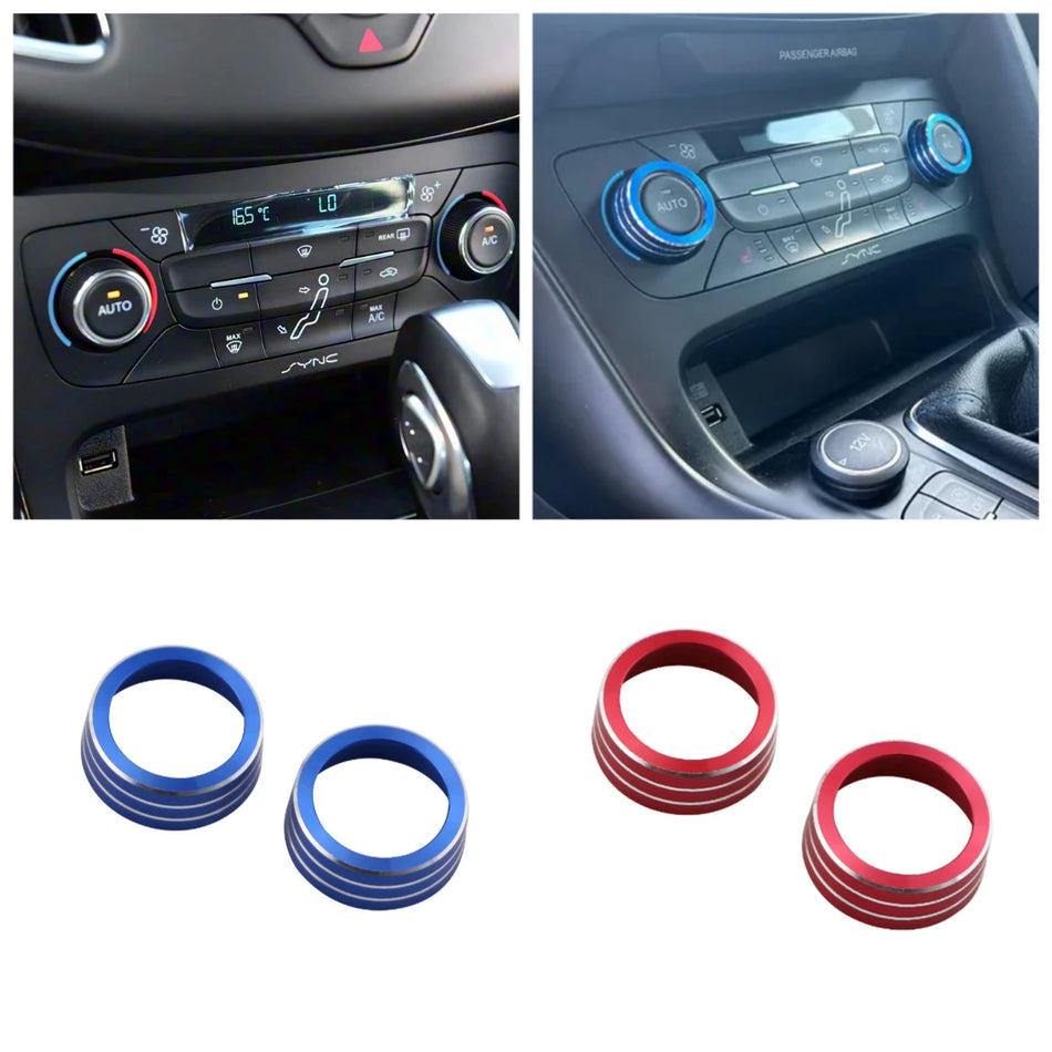 Coperchio circolare per manopola AC in alluminio, set da 2 pezzi per Ford Focus Mk3, accessorio di stile per interni