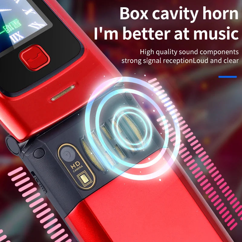 Unlocked 2G Dual Screen Flip Senior Phone &ndash; SOS Call Button