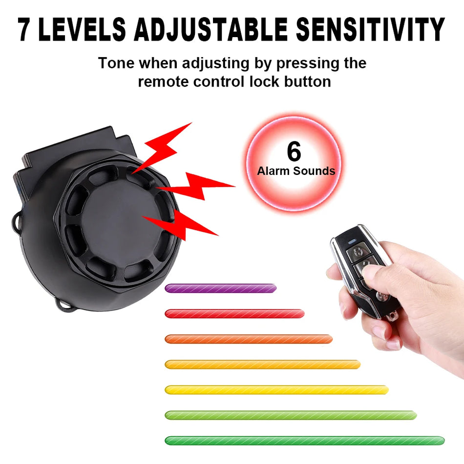 Motorfiets anti-diefstal alarm, 120dB, IP54 waterdicht, 30-60m bereik
