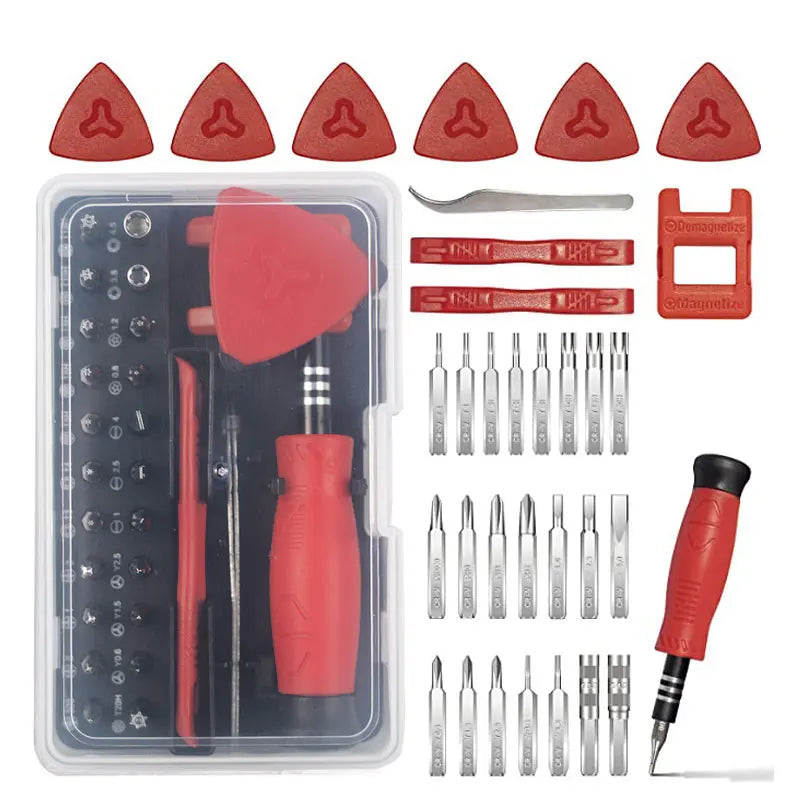 Ratchet Screwdriver Set Magnetic Hexagon Wrench &ndash; Multidirectional Vanadium Steel Repair Tools 33 in 1 small red
