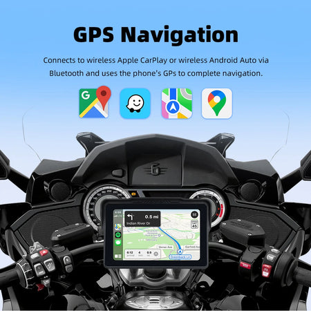 EKIY 7 Inch Portable Motorcycle Dashboard GPS &ndash; Waterproof IPX7 Display with Android Auto