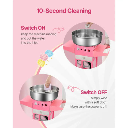 Electric Cotton Candy Machine Cart Stainless Bowl