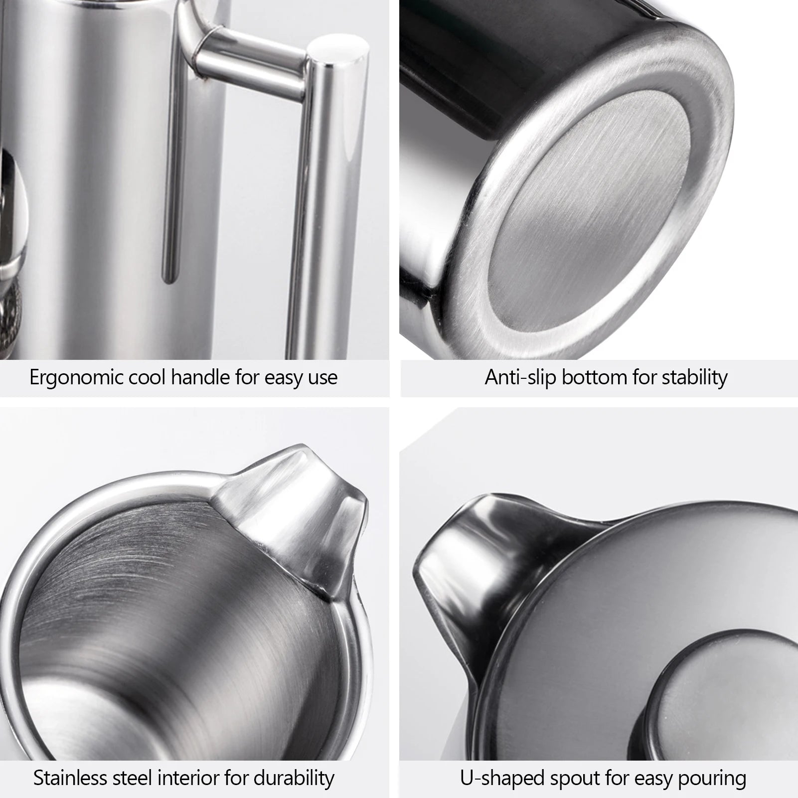 French Press Steel Coffee Maker &ndash; Keeps Coffee Hot Longer