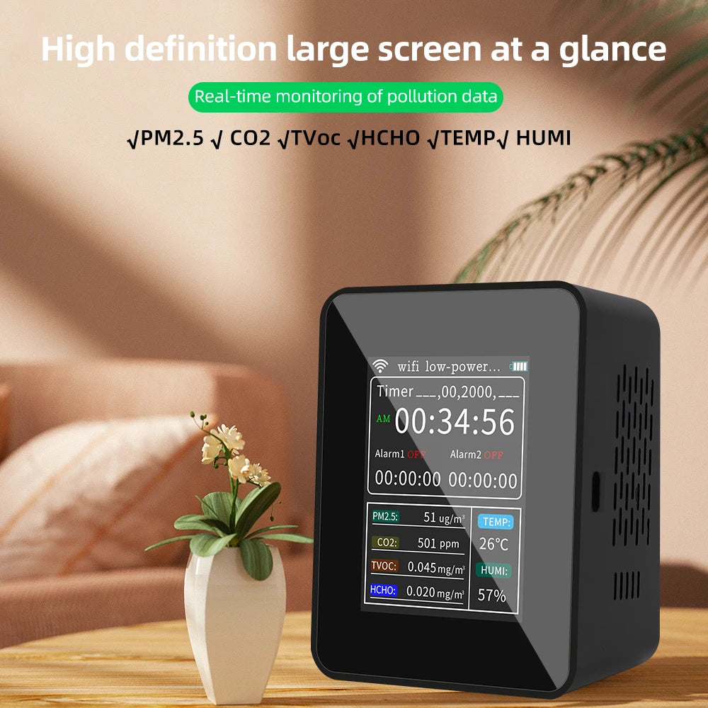 6 In 1 Air Quality Detector &ndash; WiFi Enabled Large Screen