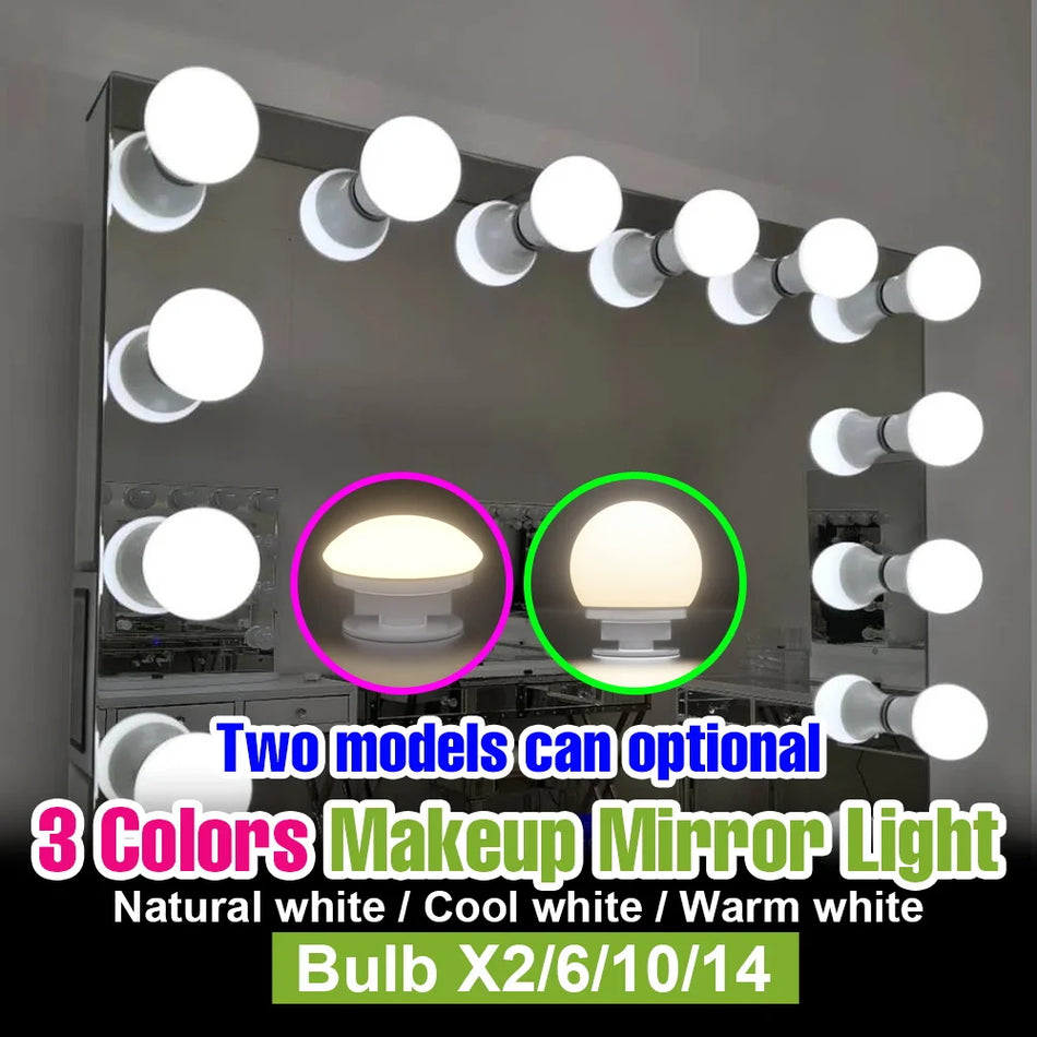 LED 3 Colors Makeup Mirror Lights Touch Dimmable USB Powered For Vanity