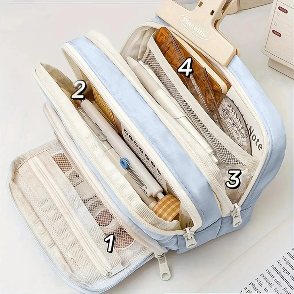 Kawaii Pencil Case | 3 Layer Cute Pen Bag | Large Capacity Korean Organizer