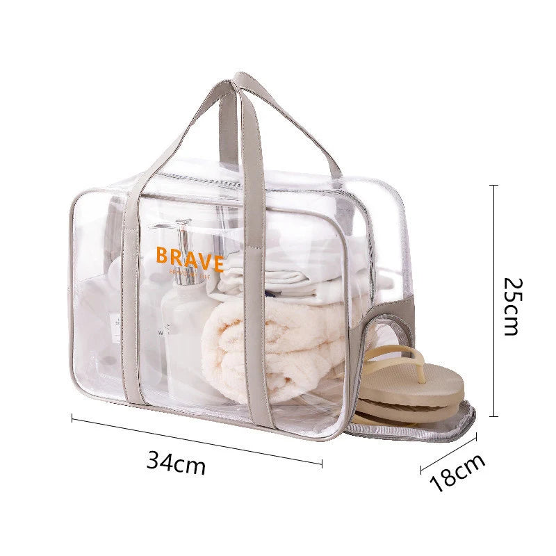 Clear PVC Toiletry Bag - Waterproof Transparent Organizer Gray