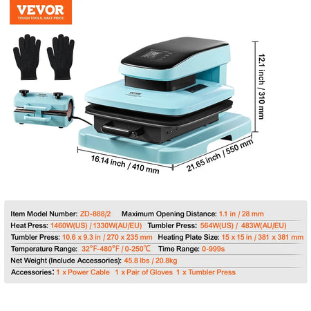 Auto Heat Press 15x15 Sublimation Auto Release 15x15in 2in1 / CZECH REPUBLIC