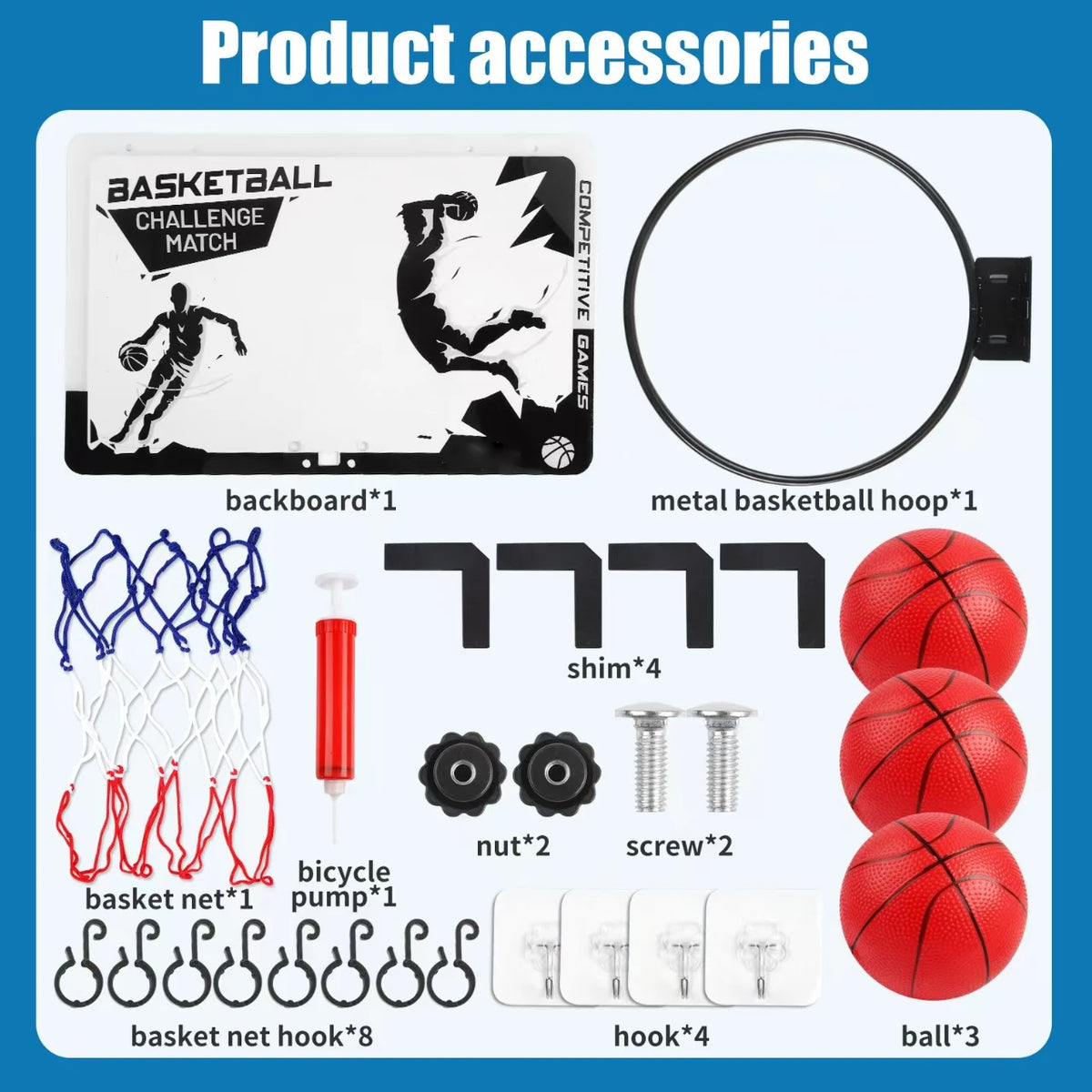 Metal Basketball Rim Mini Hoop Indoor Backboard &ndash; Safe Play