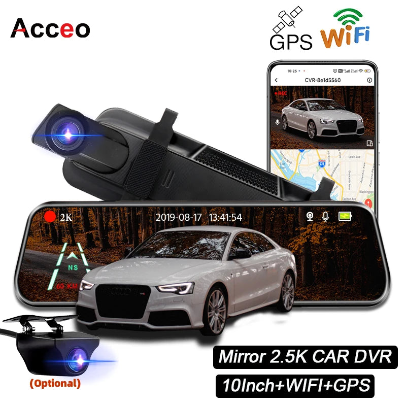 ACCEO 2.5K Dashcam Auto GPS Mirror DVR - WiFi Parking