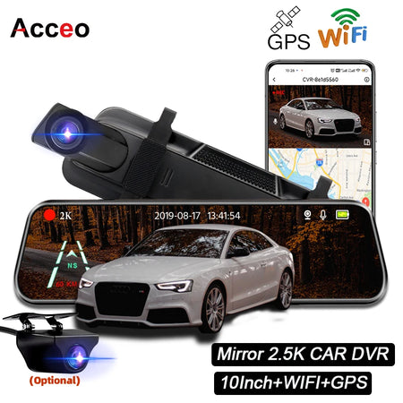 ACCEO 2.5K Dashcam Auto GPS Mirror DVR - WiFi Parking