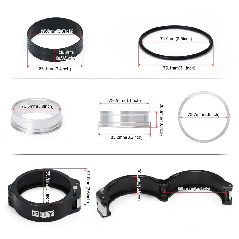 Aluminum HD V-Band Clamp + Flange System Assembly For 3.0/2.5/3.5 inch Radiator Hose Turbo Dump Pipe by InterCyprus Trading Ltd