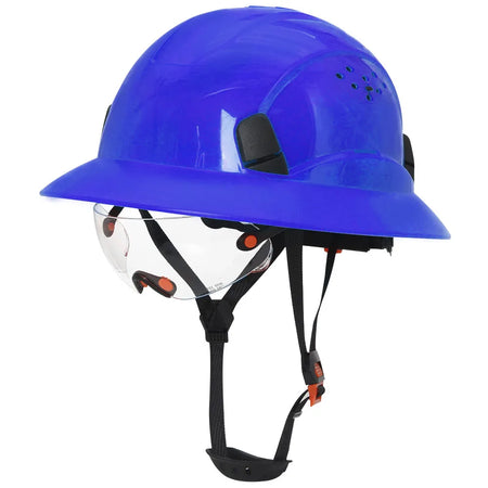 Full Brim Safety Helmet With Goggles &ndash; All Day Comfort Blue with goggles