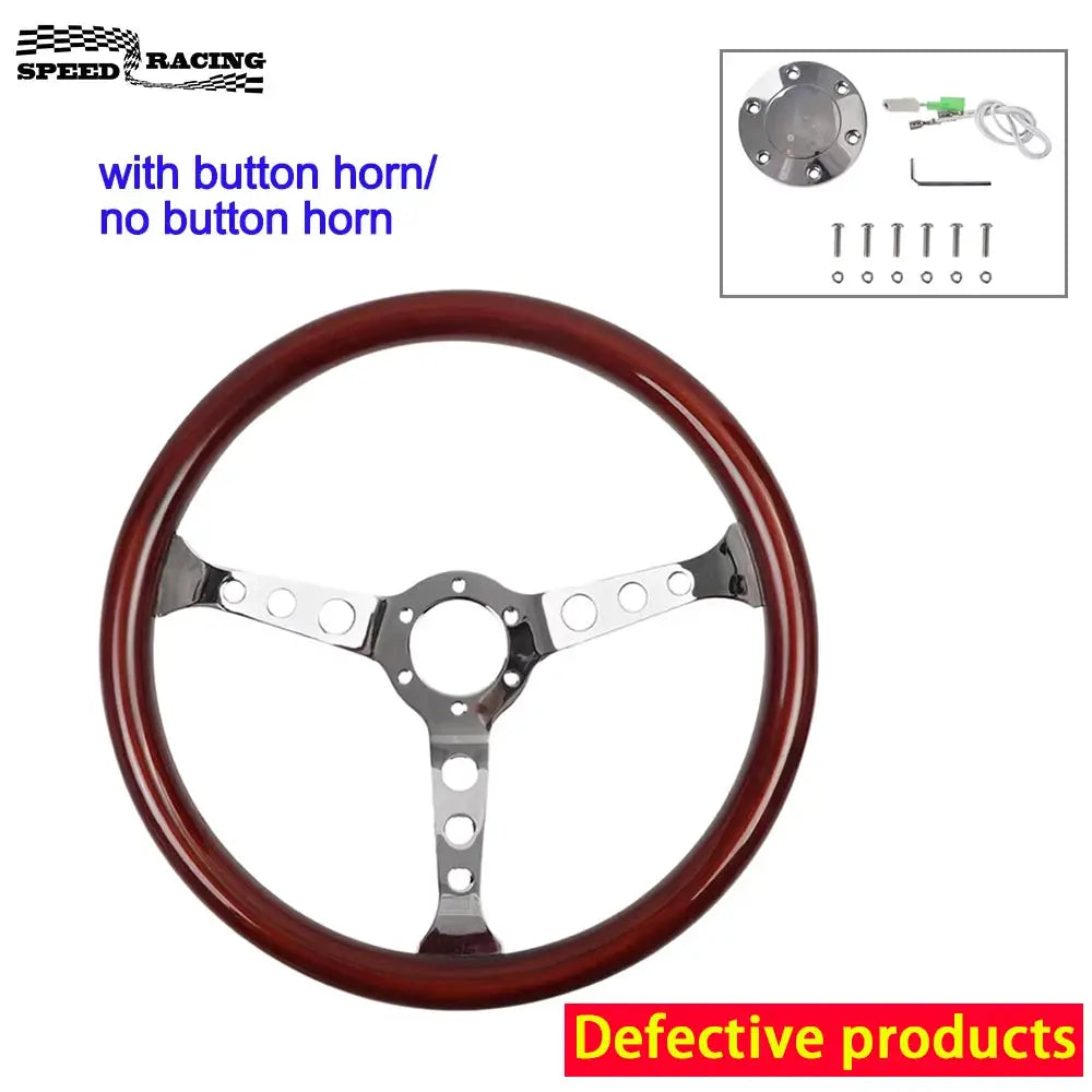 Defective Products Universal 380mm 15' Inch Steering Wheel with Horn Button Kit Copy Wood Car Auto Racing Sport Steering Wheel by InterCyprus Trading Ltd