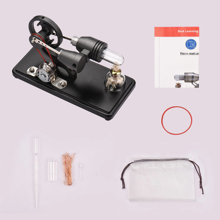 DIY Education Toy - Hot Air Stirling Engine Generator with LED &amp; Flywheel Design