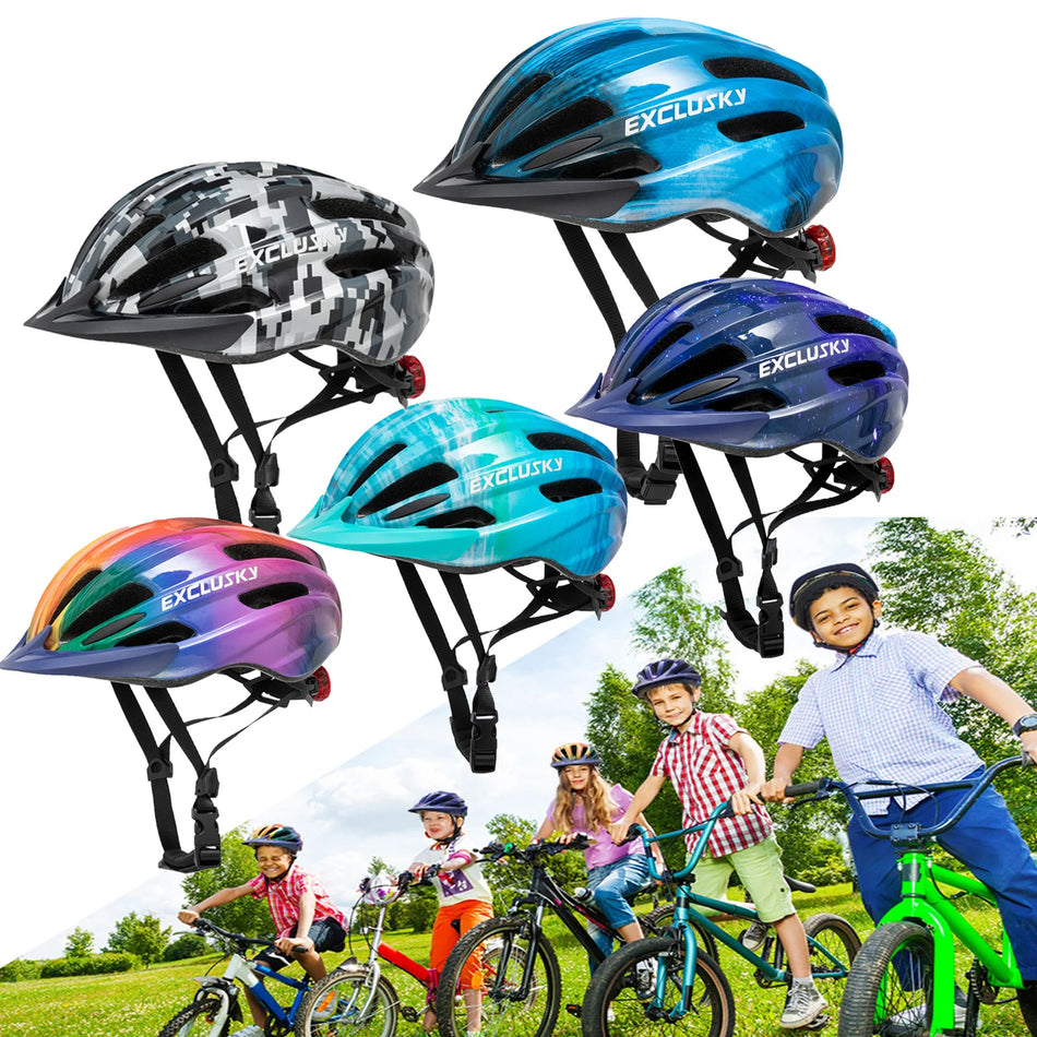 🟠 Αποκλεισμό παιδικό ποδήλατο με LED Light Sun Visor 5-13 ετών αγόρια κορίτσια Ultralight Road Mountain Safety Cycling Helmet