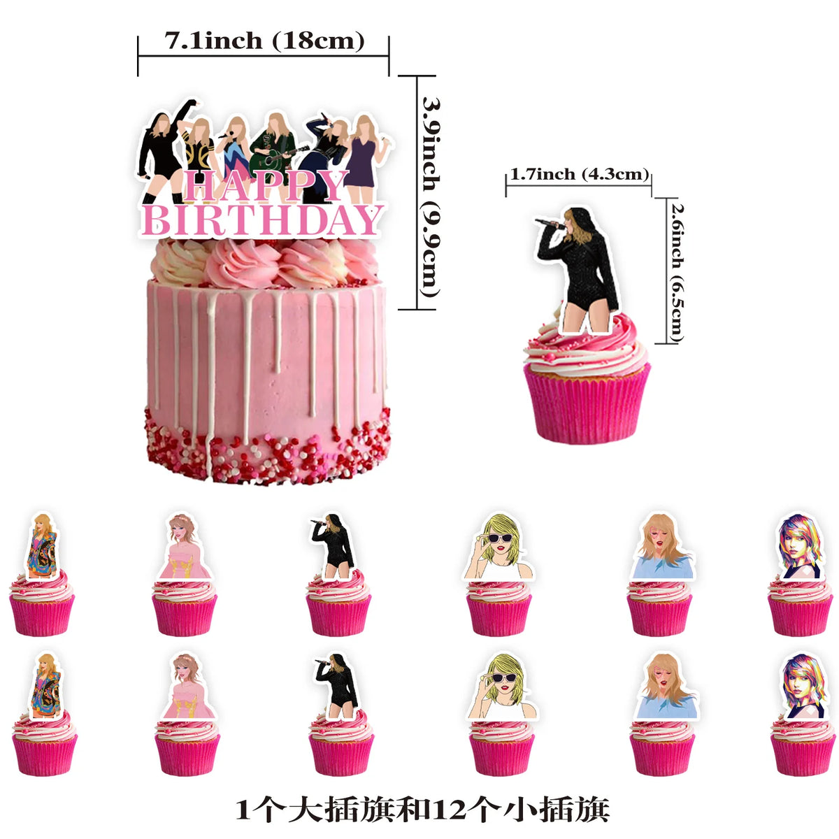 Taylor Swift Birthday Party Decorative Set with Dinnerware, Banners, and Balloons dangao 13pcs