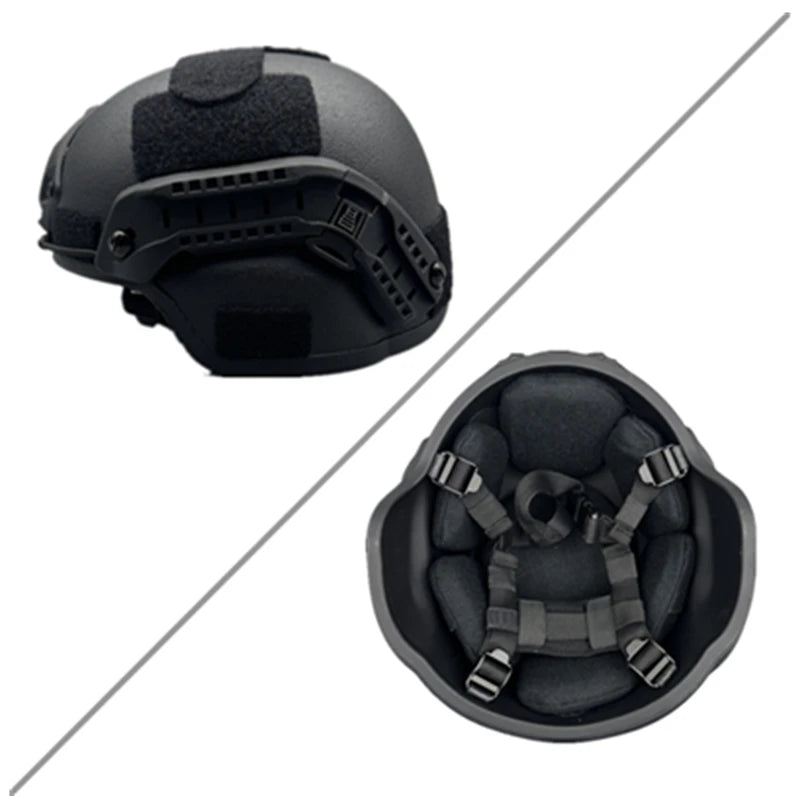 UHMWPE MICH2000 High Cut Ballistic Helmet - ISO NIJ IIIA MICH2000-Black