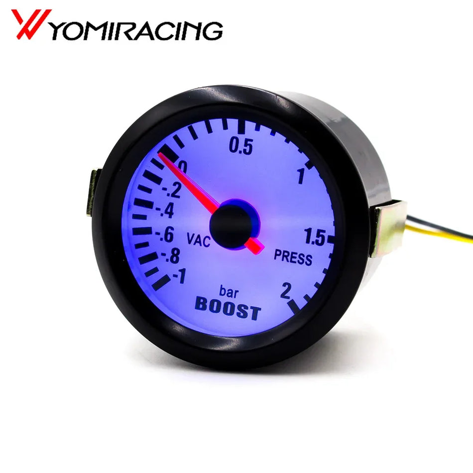 Turbo Boost Matuoklis 2 Colių 52mm Mechaninis, 12V, -1 iki 2 Bar, Mėlyna LED