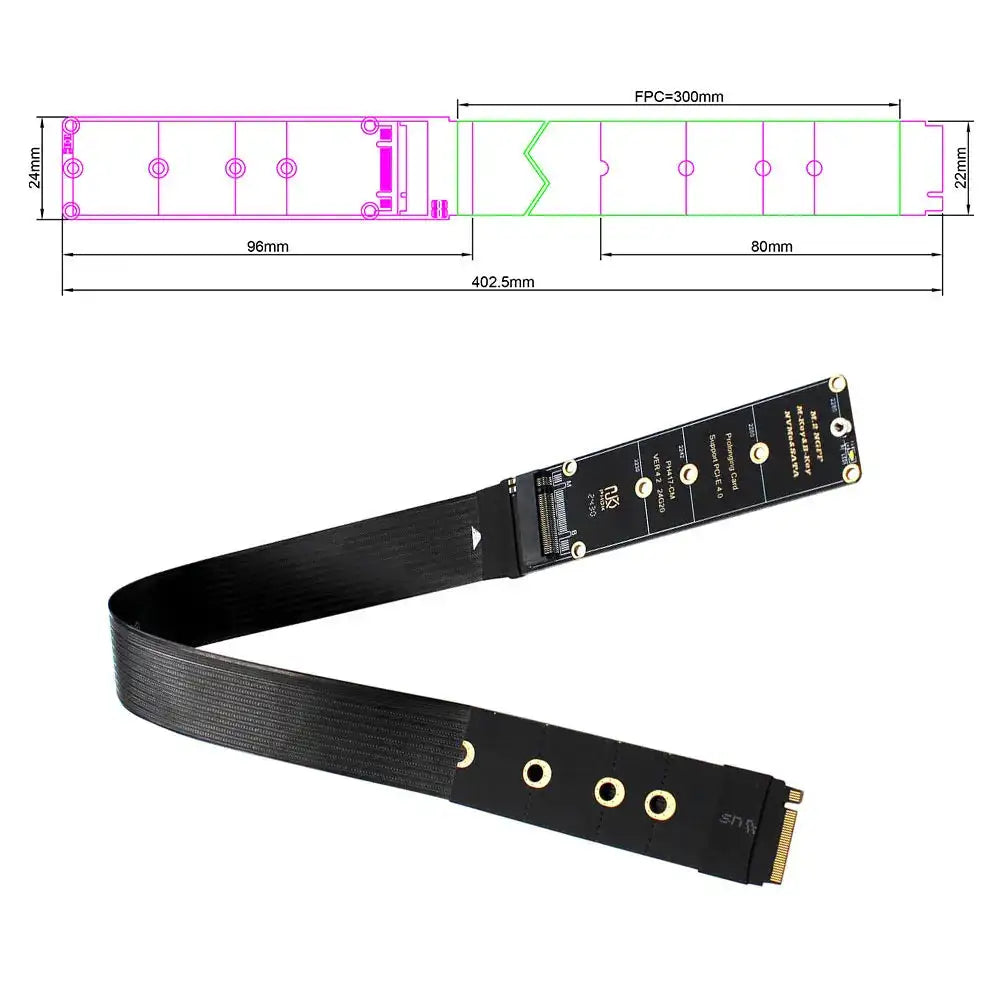 NGFF M Key PCIe 4.0 M.2 NVMe SSD Extension Card Extender model A