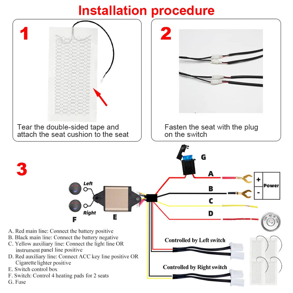 Funda de cojín calefactable para asiento de coche de 12V con calefacción de múltiples niveles para el asiento del conductor