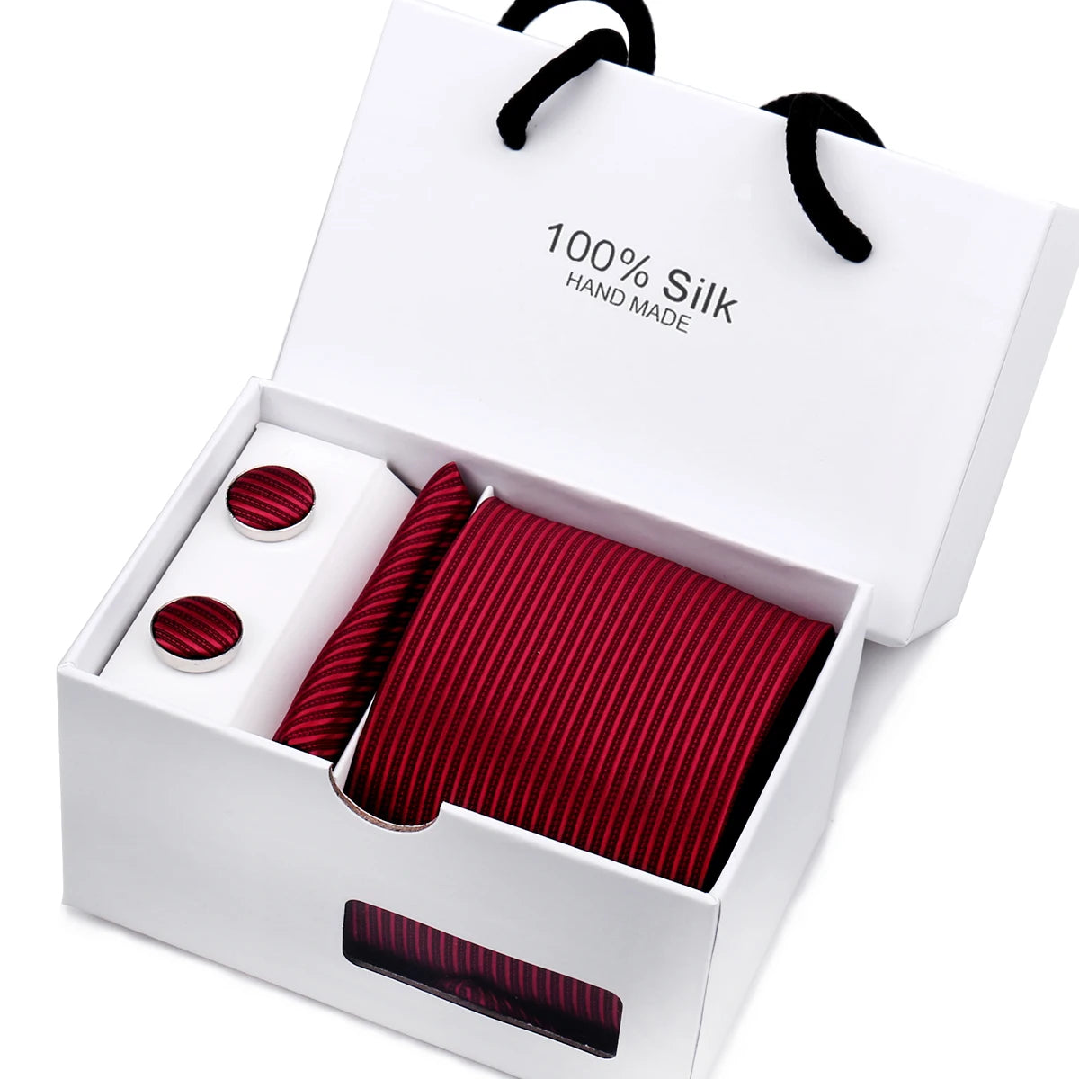 Luxury Men's Paisley Tie Set with Pocket Square &amp; Cufflinks in Gift Box