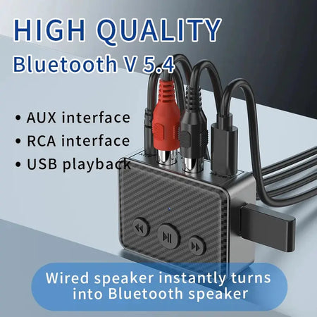 Bluetooth 5.4 Audio Receiver RCA 3.5mm AUX USB Wireless Adapter With MIC Support U-Disk Play For Car Kit Speaker Amplifier by InterCyprus Trading Ltd