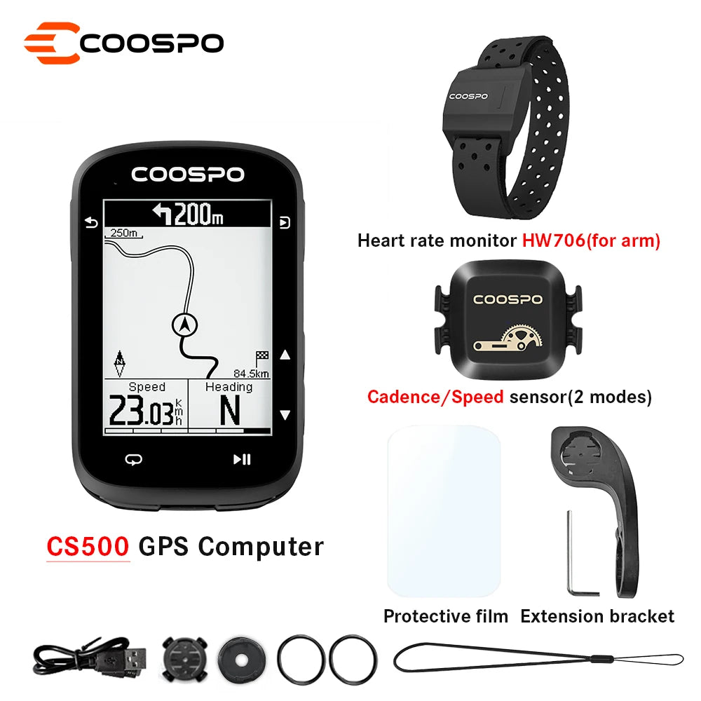 COOSPO CS500 Bike Computer &ndash; Bluetooth Enabled GPS Navigation CS500 HW706 BK467 / CHINA