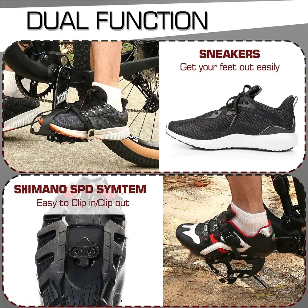 BUCKLOS MTB Pedal Fit SPD System Dual Function Bicycle Self-locking Platform Pedal Dynamic Bike Top Clip Pedals Spin Pedals by InterCyprus Trading Ltd